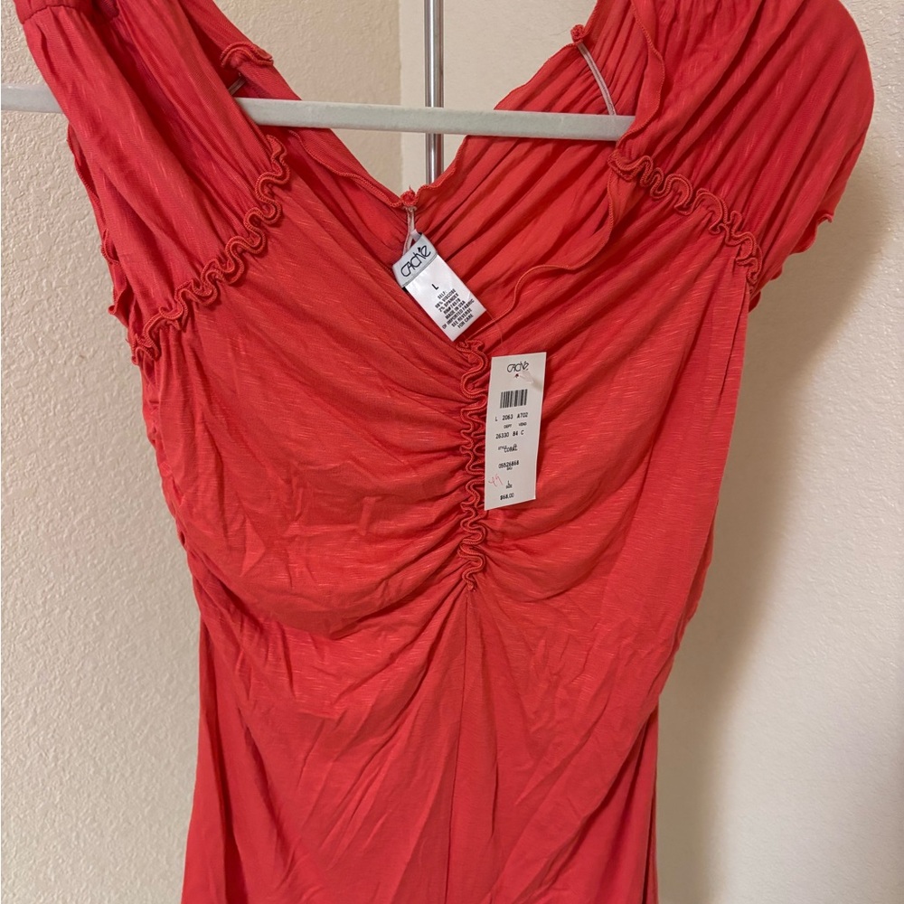 Cache Coral Ruched Stretch Top NWT Size L